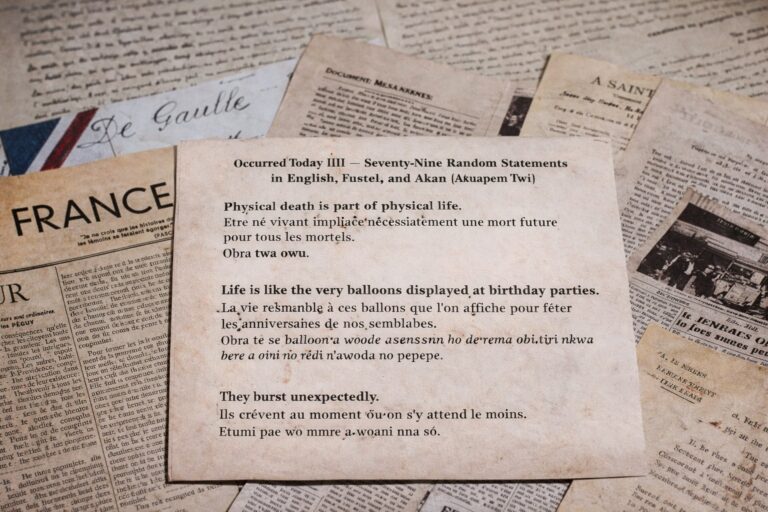 Occurred Today III - Seventy-Nine Random Statements in English, French and Akan (Akuapem Twi)